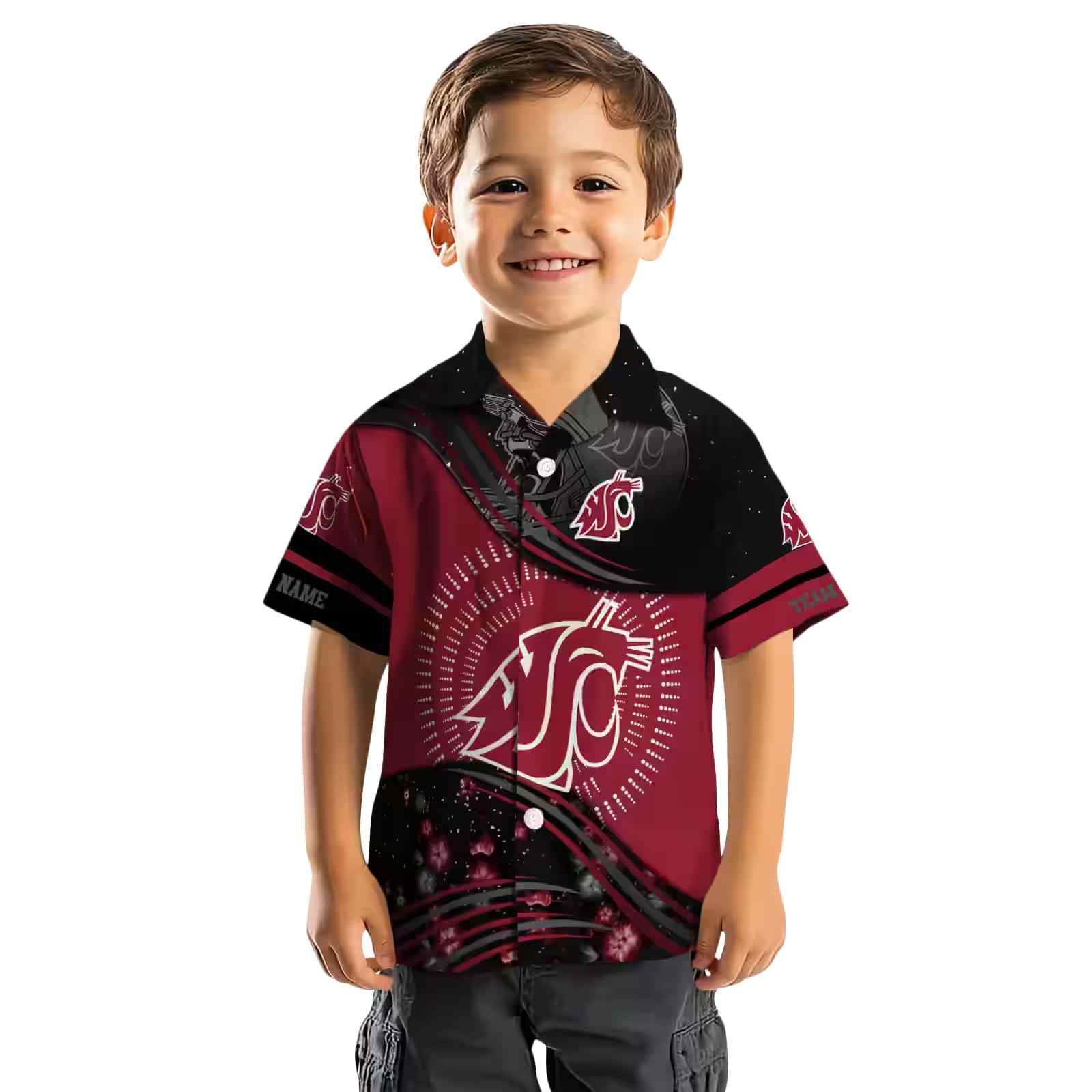 washington state cougars football wave crimson black hawaiian shirt top rated