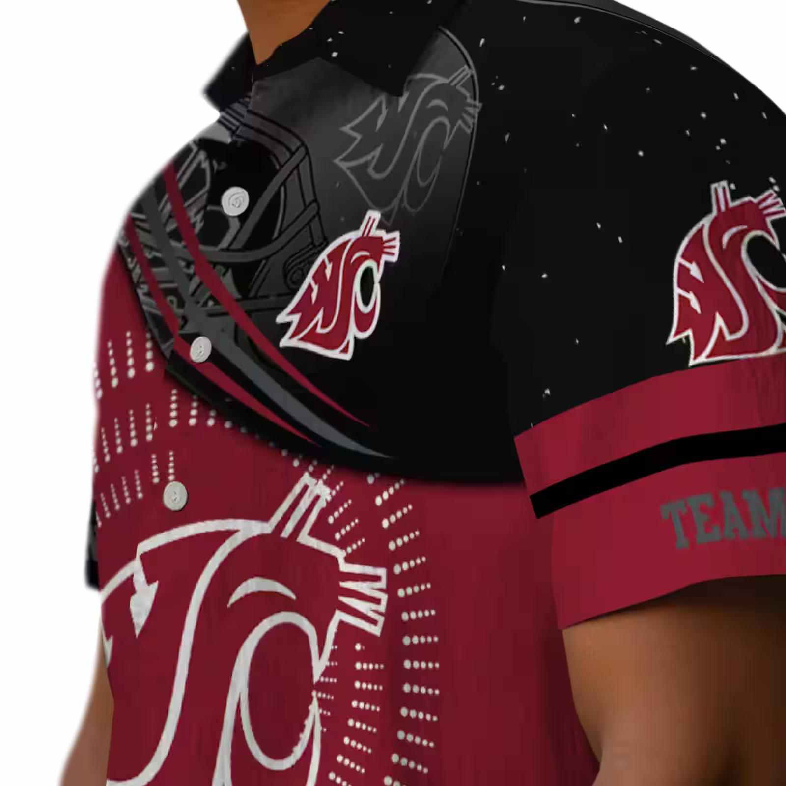 washington state cougars football wave crimson black hawaiian shirt trendy