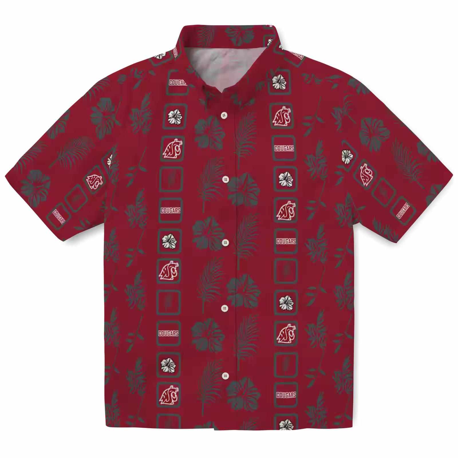 Washington State Cougars Framed Floral Crimson Hawaiian Shirt