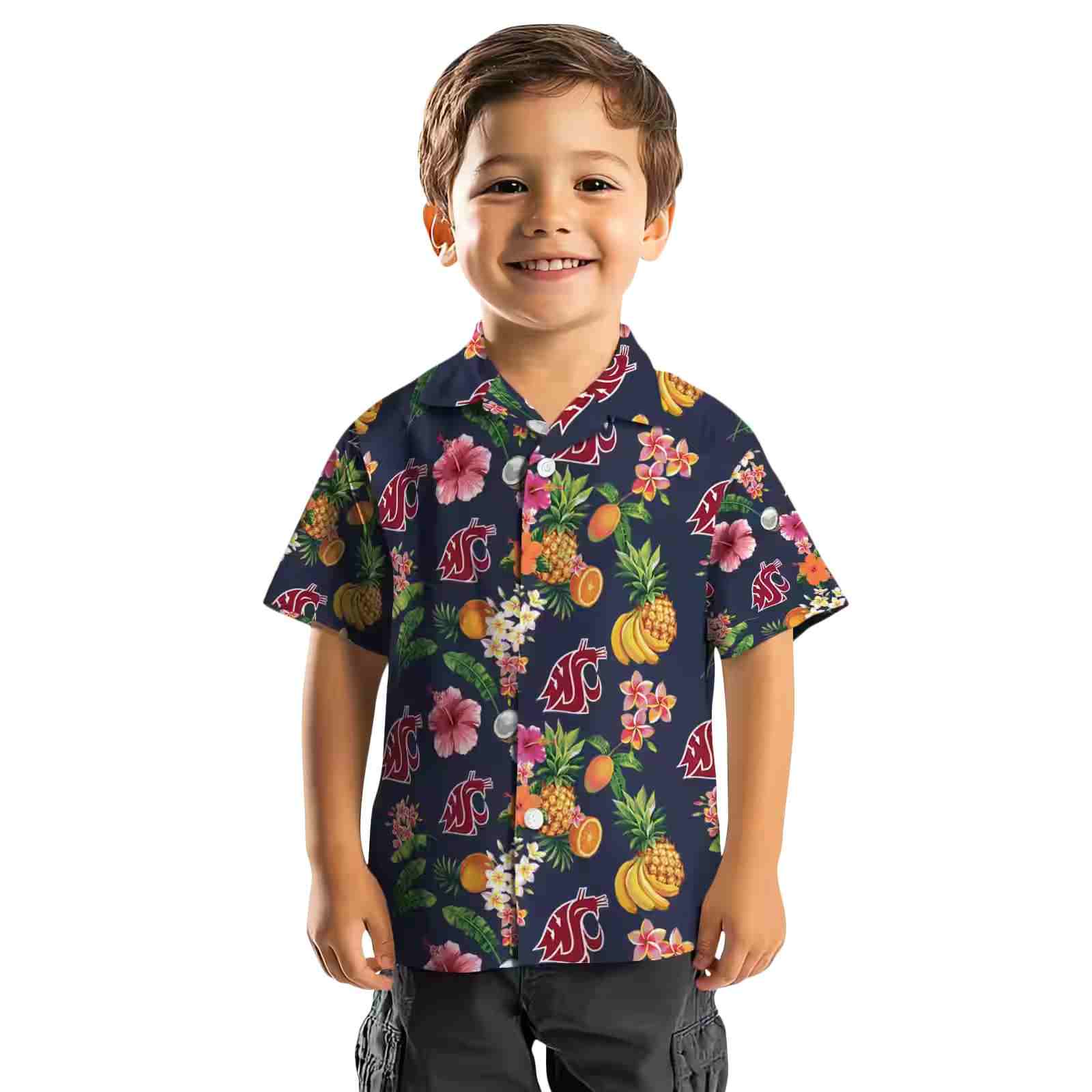 washington state cougars hibiscus and fruit navy blue hawaiian shirt top rated