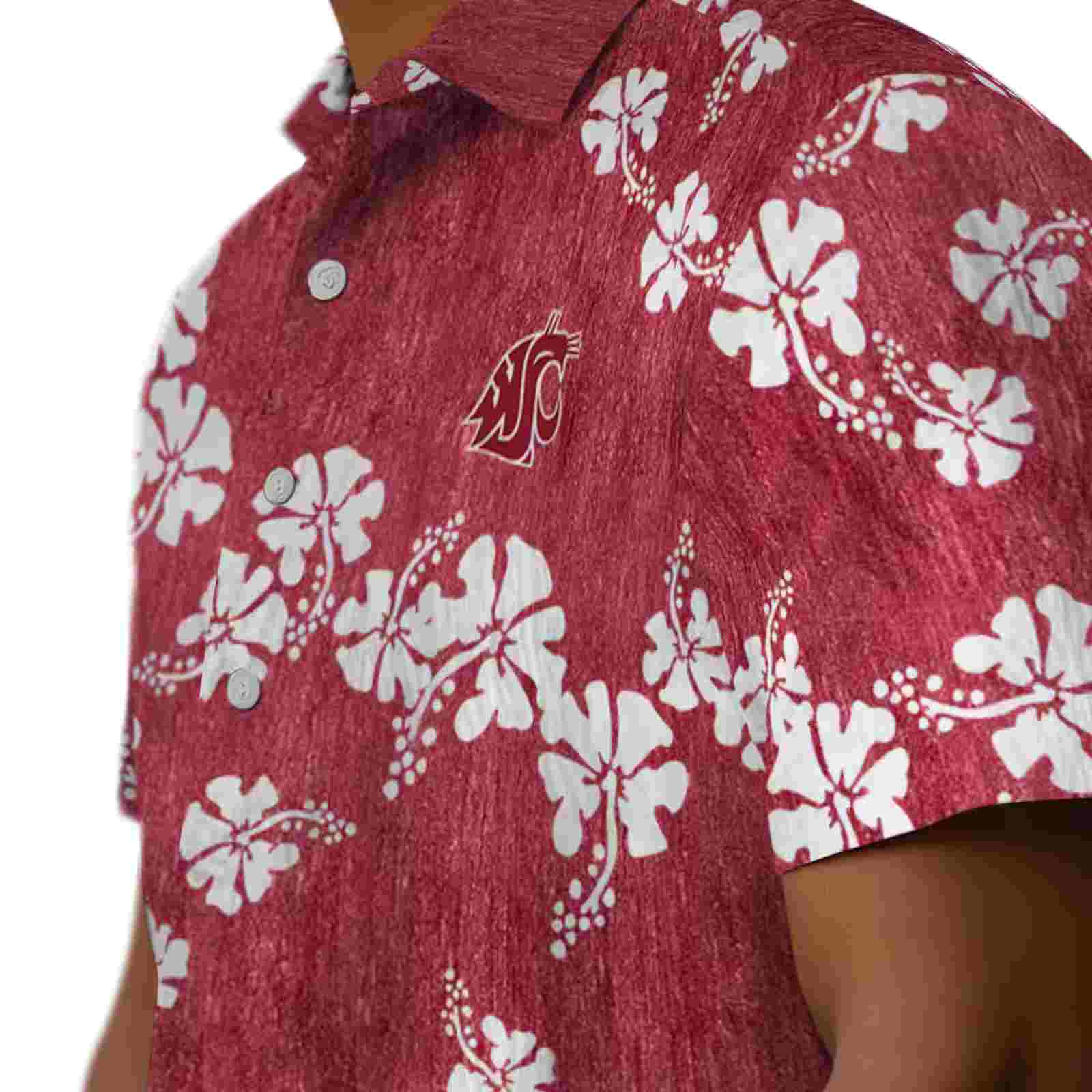 washington state cougars hibiscus clusters crimson hawaiian shirt trendy