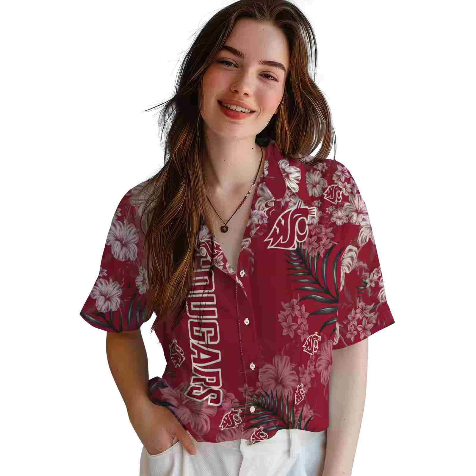 washington state cougars hibiscus print crimson hawaiian shirt latest model