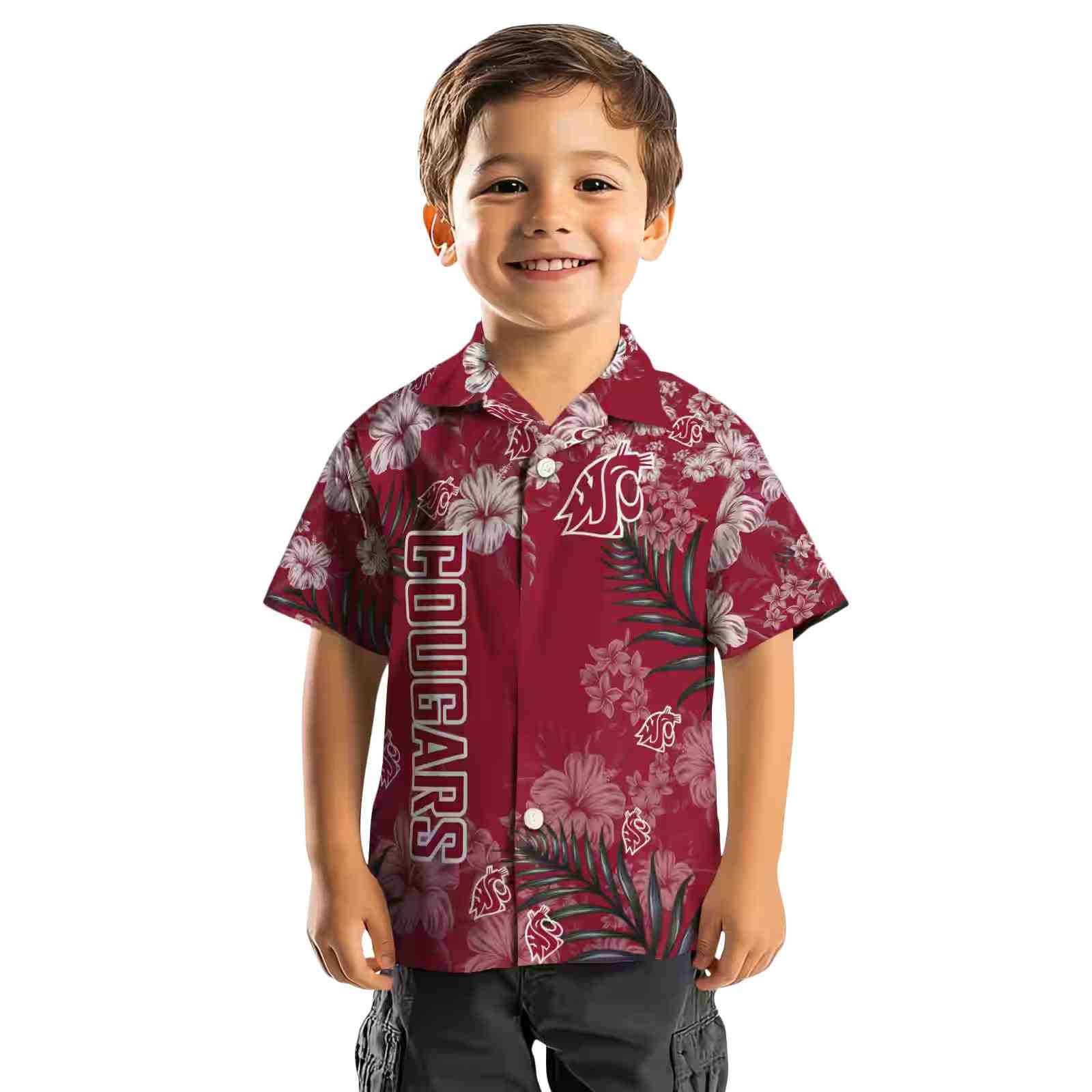 washington state cougars hibiscus print crimson hawaiian shirt top rated