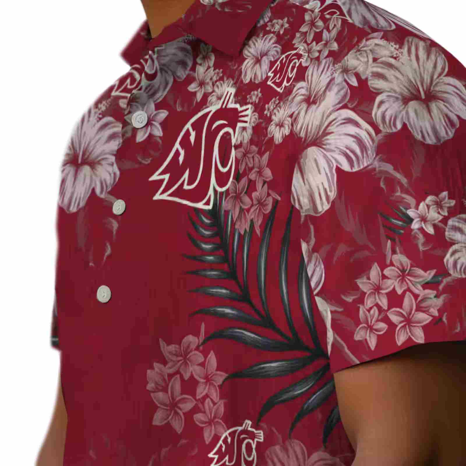 washington state cougars hibiscus print crimson hawaiian shirt trendy