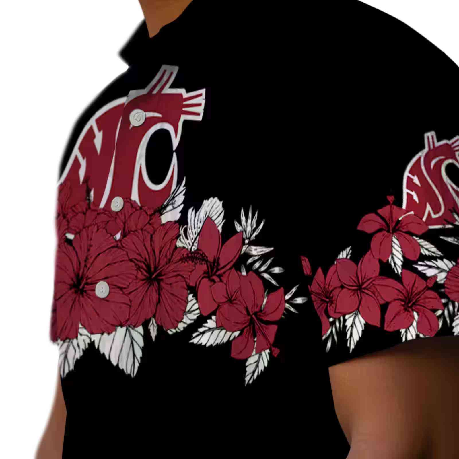 washington state cougars hibiscus stripe crimson black hawaiian shirt trendy