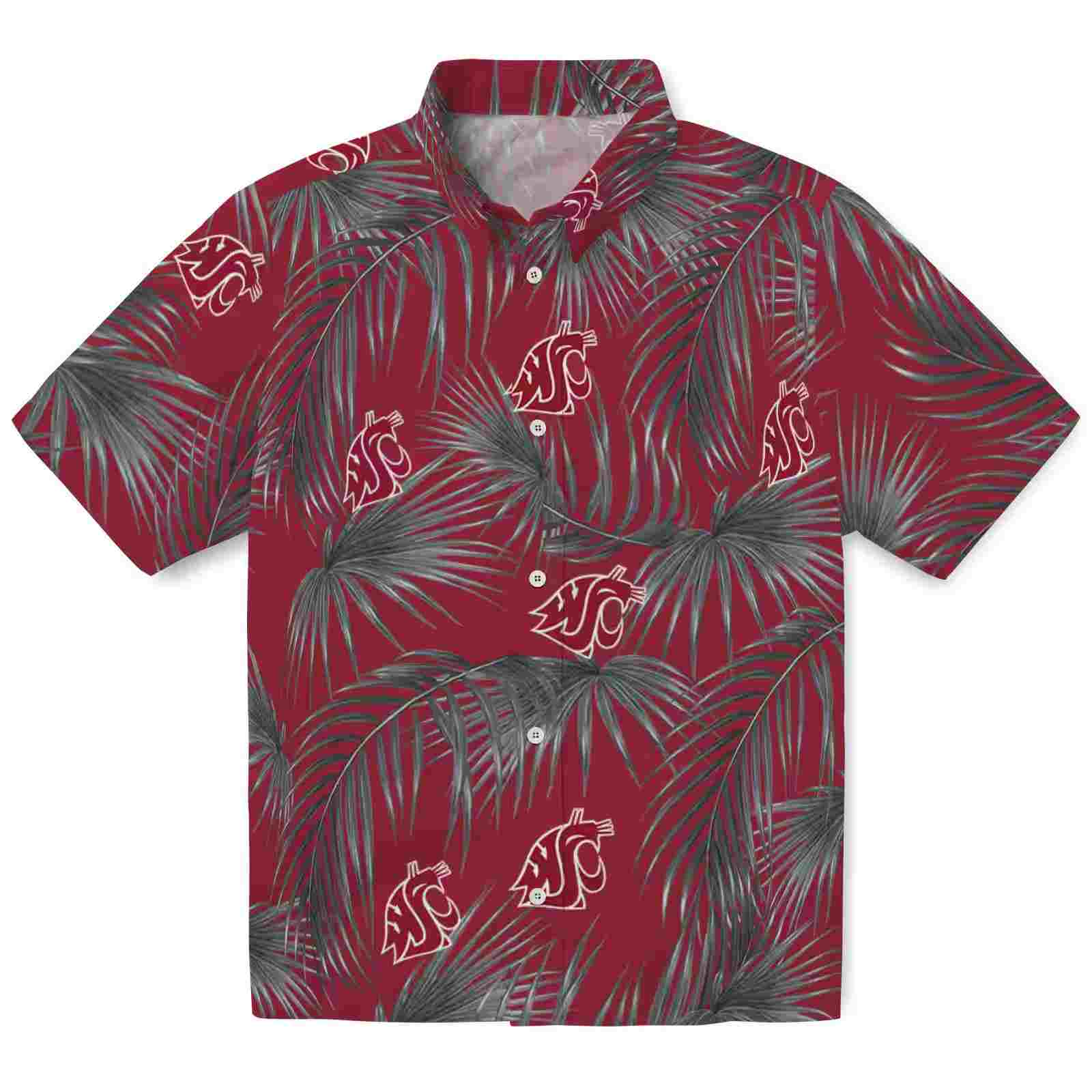 Washington State Cougars Leafy Palms Crimson Hawaiian Shirt