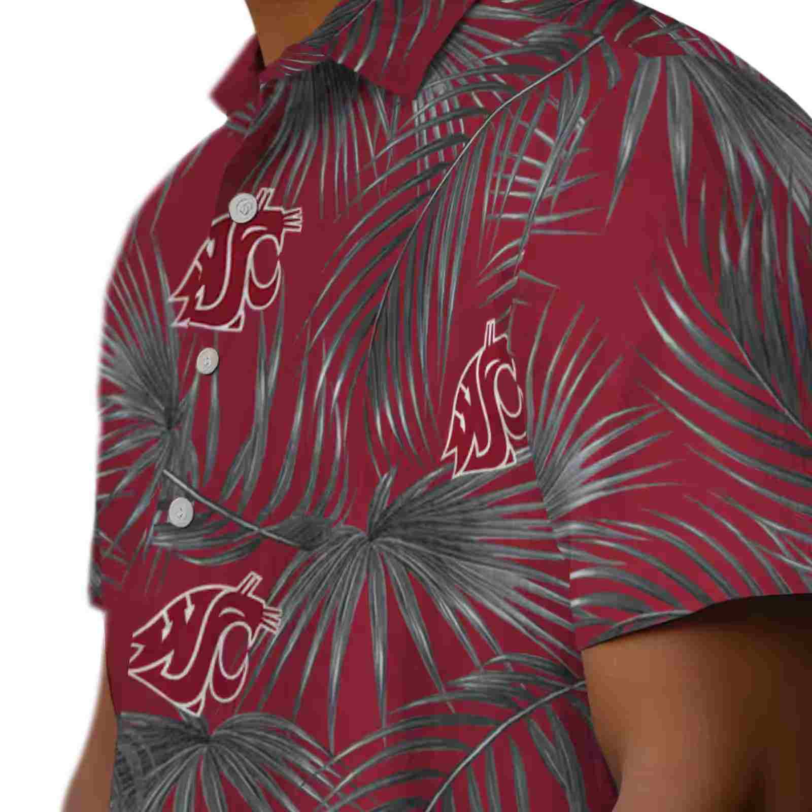 washington state cougars leafy palms crimson hawaiian shirt trendy