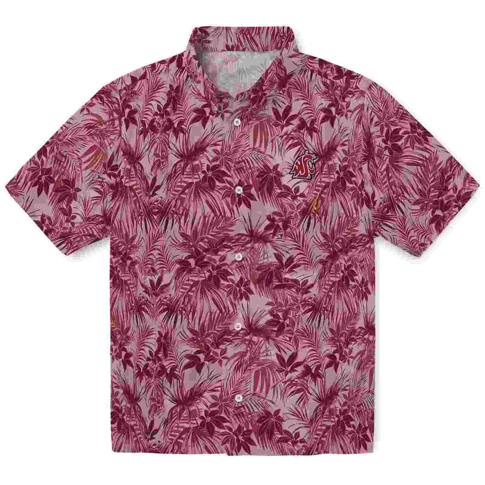 Washington State Cougars Leafy Pattern Crimson Hawaiian Shirt