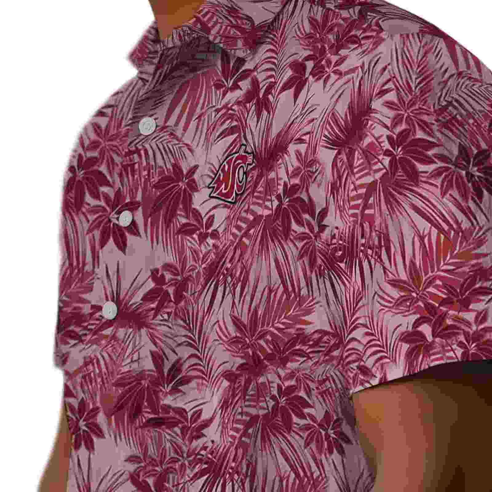 washington state cougars leafy pattern crimson hawaiian shirt trendy