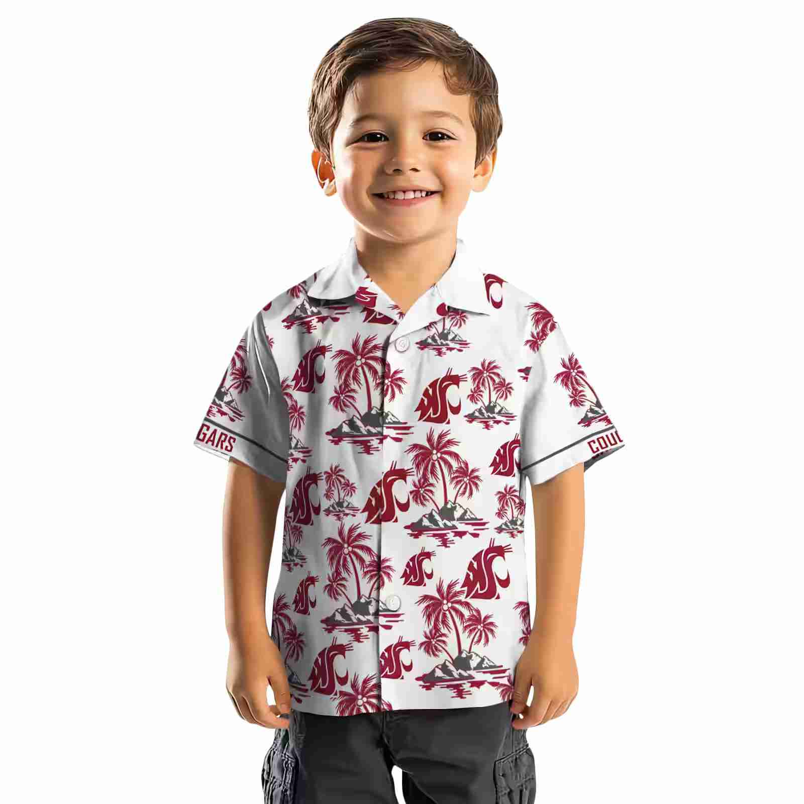 washington state cougars palm island print crimson white hawaiian shirt top rated