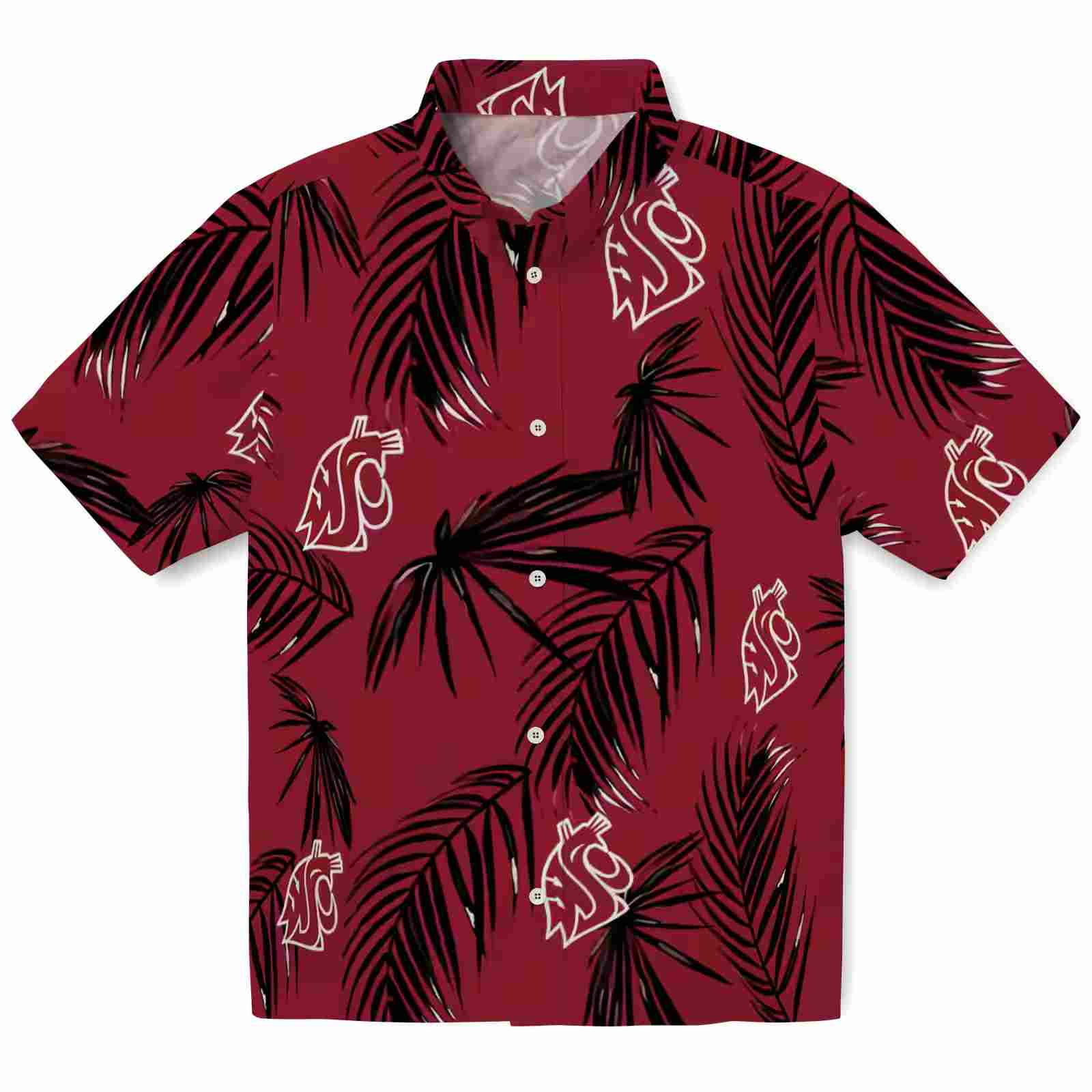 Washington State Cougars Palm Leaf Crimson Hawaiian Shirt