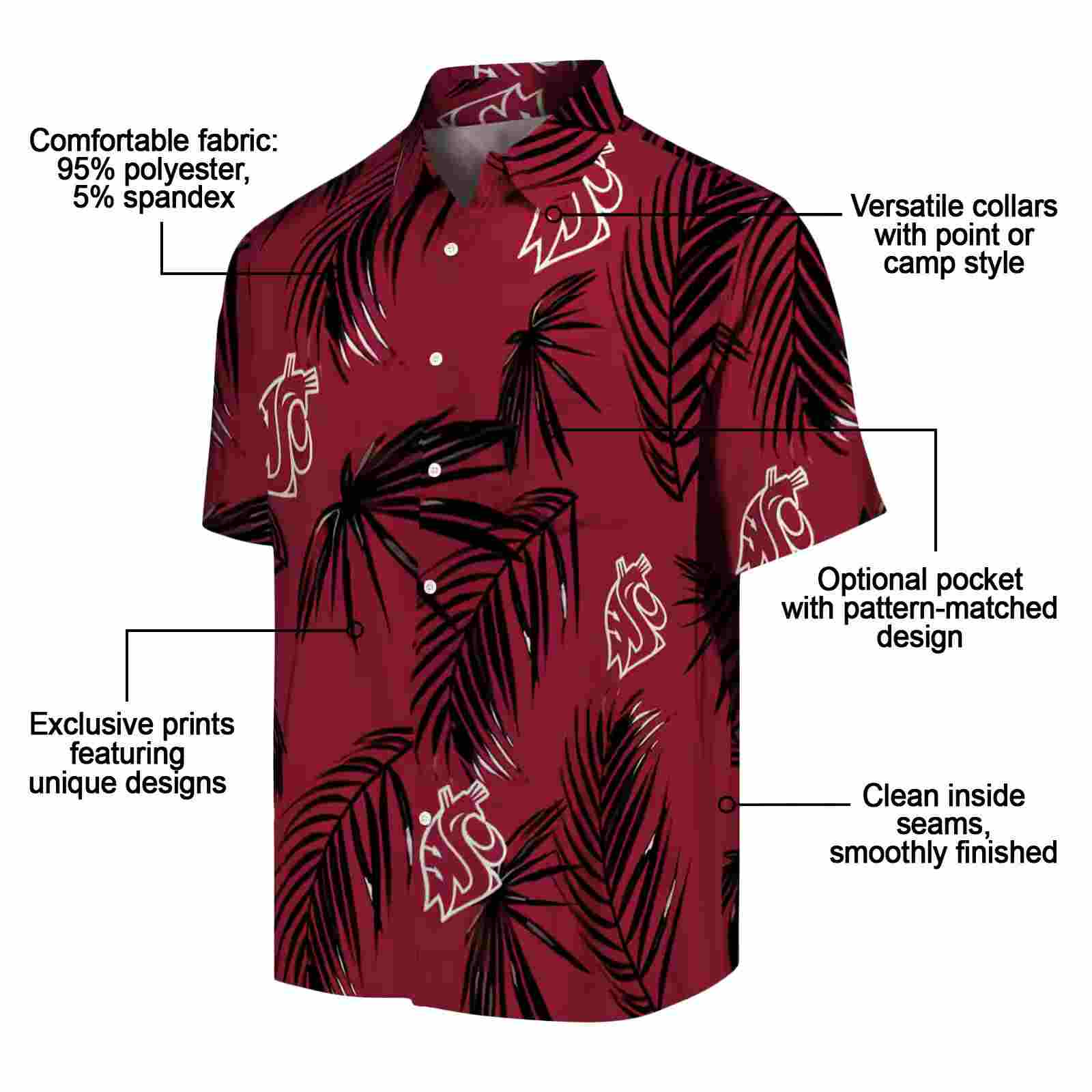 washington state cougars palm leaf crimson hawaiian shirt new arrival