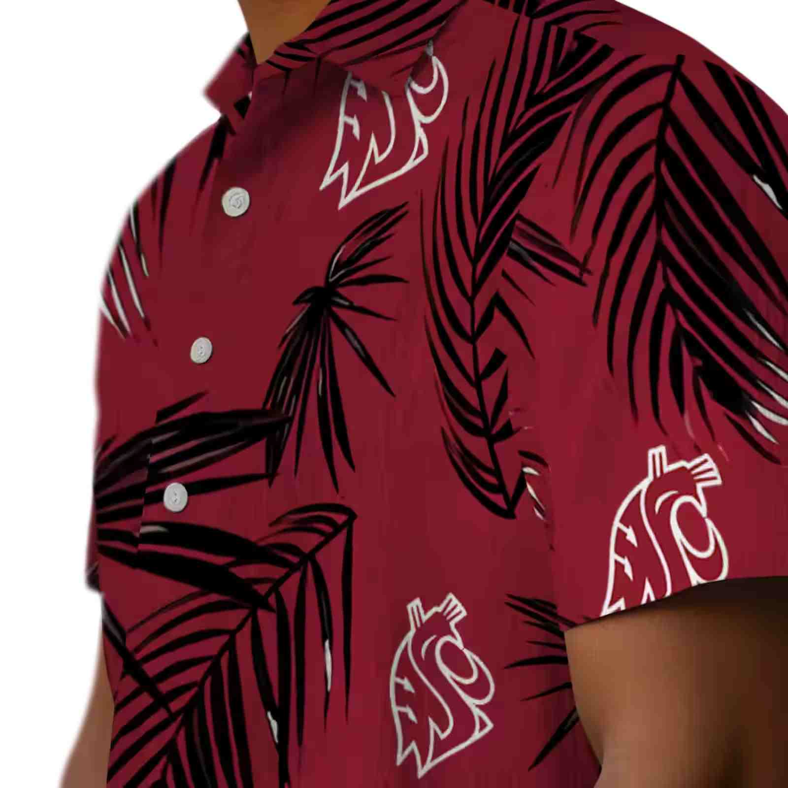 washington state cougars palm leaf crimson hawaiian shirt trendy