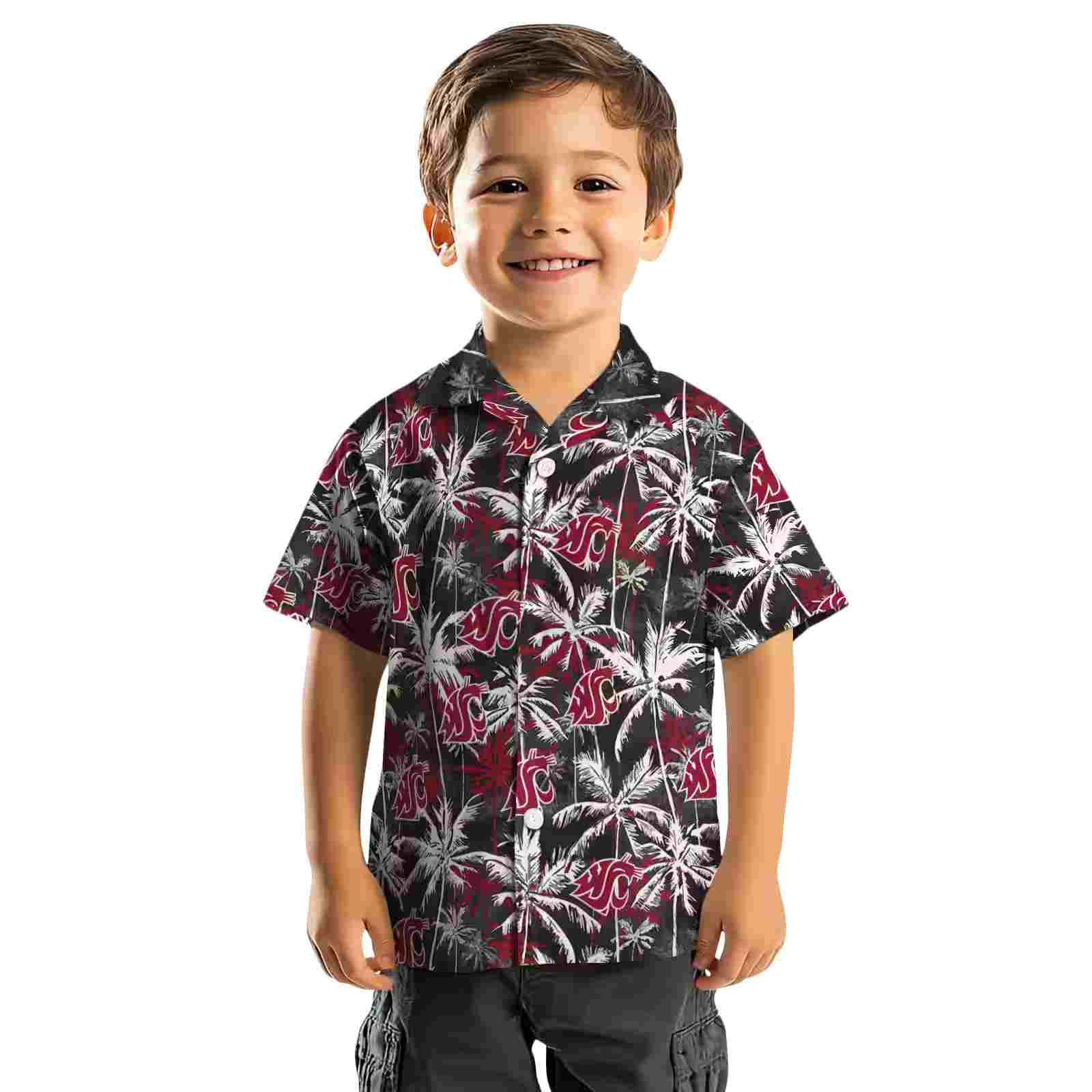 washington state cougars palm pattern crimson black hawaiian shirt top rated