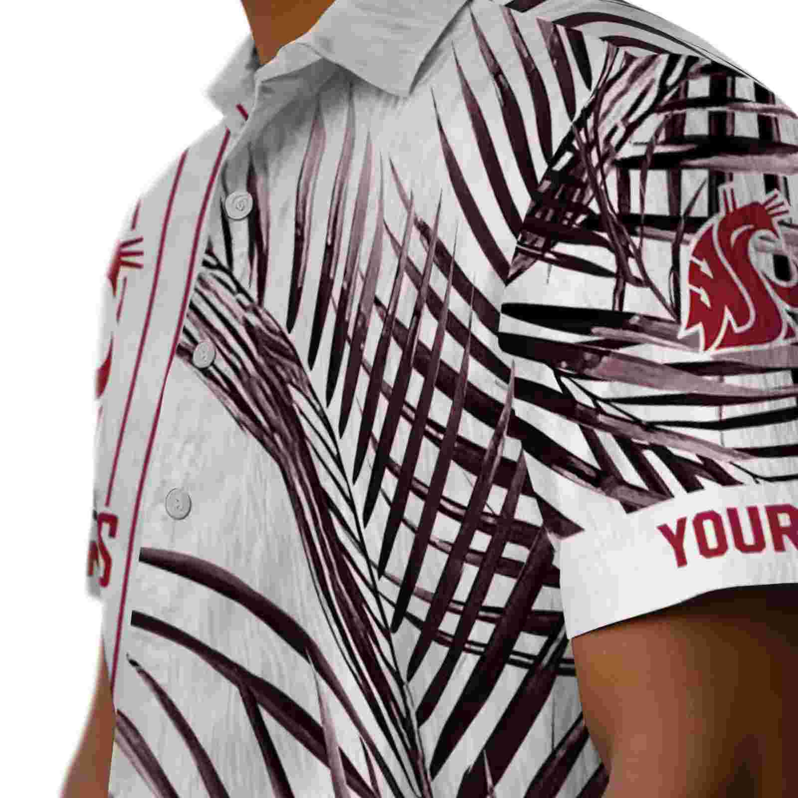 washington state cougars palm stripes crimson black white hawaiian shirt trendy