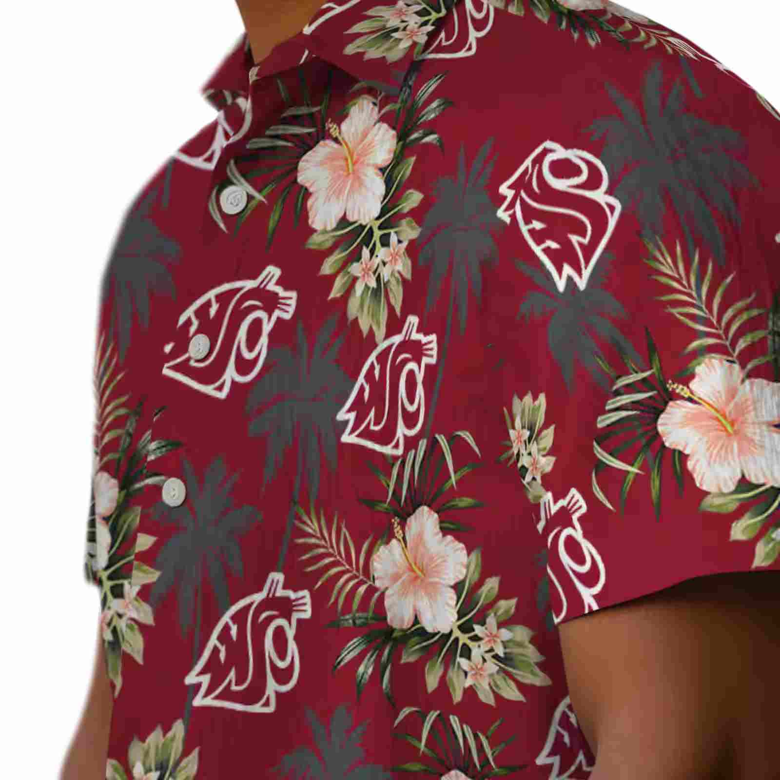 washington state cougars palm tree flower crimson hawaiian shirt trendy