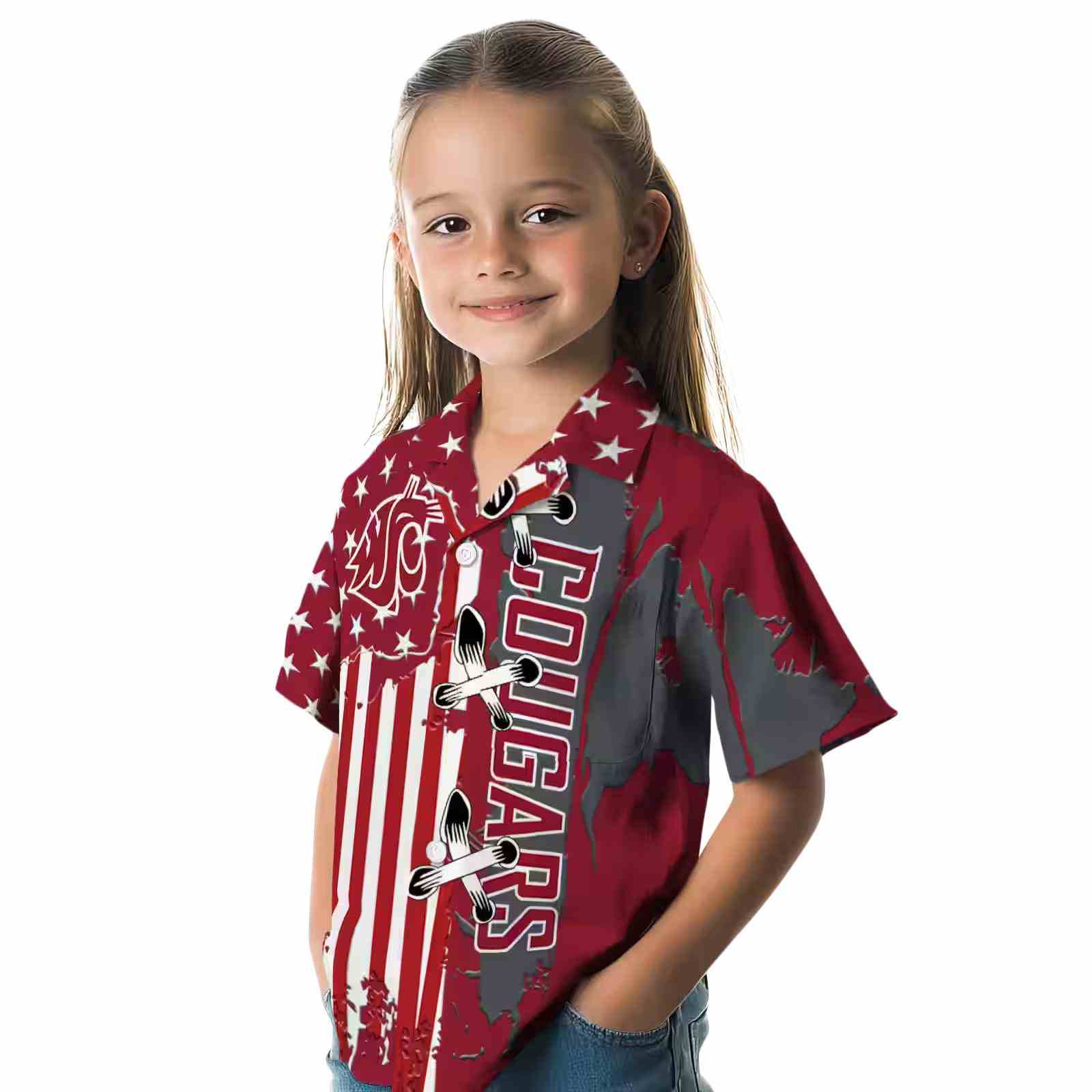 washington state cougars stitched flag crimson hawaiian shirt premium grade