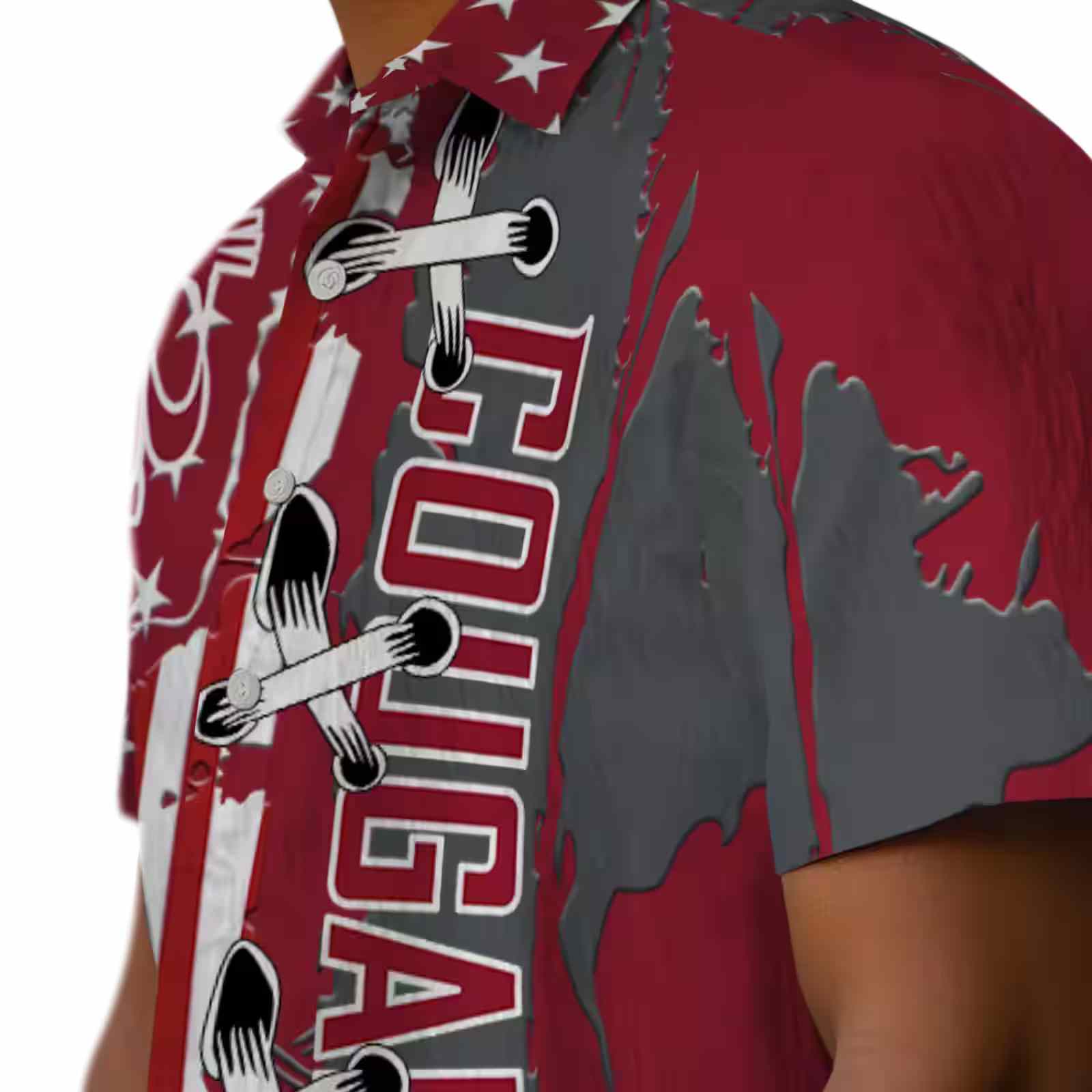 washington state cougars stitched flag crimson hawaiian shirt trendy