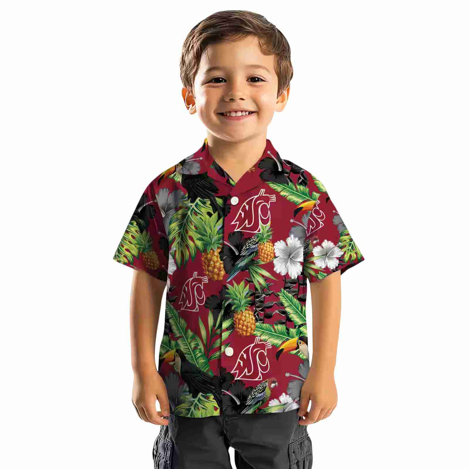 washington state cougars toucan hibiscus pineapple crimson green hawaiian shirt top rated