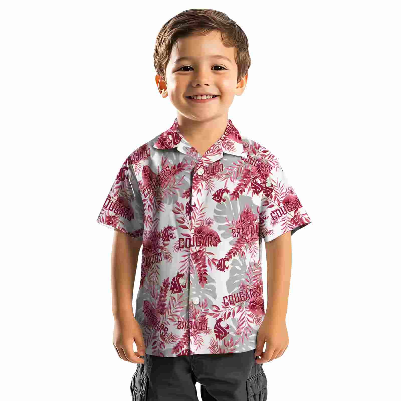 washington state cougars tropical leaves crimson white hawaiian shirt top rated