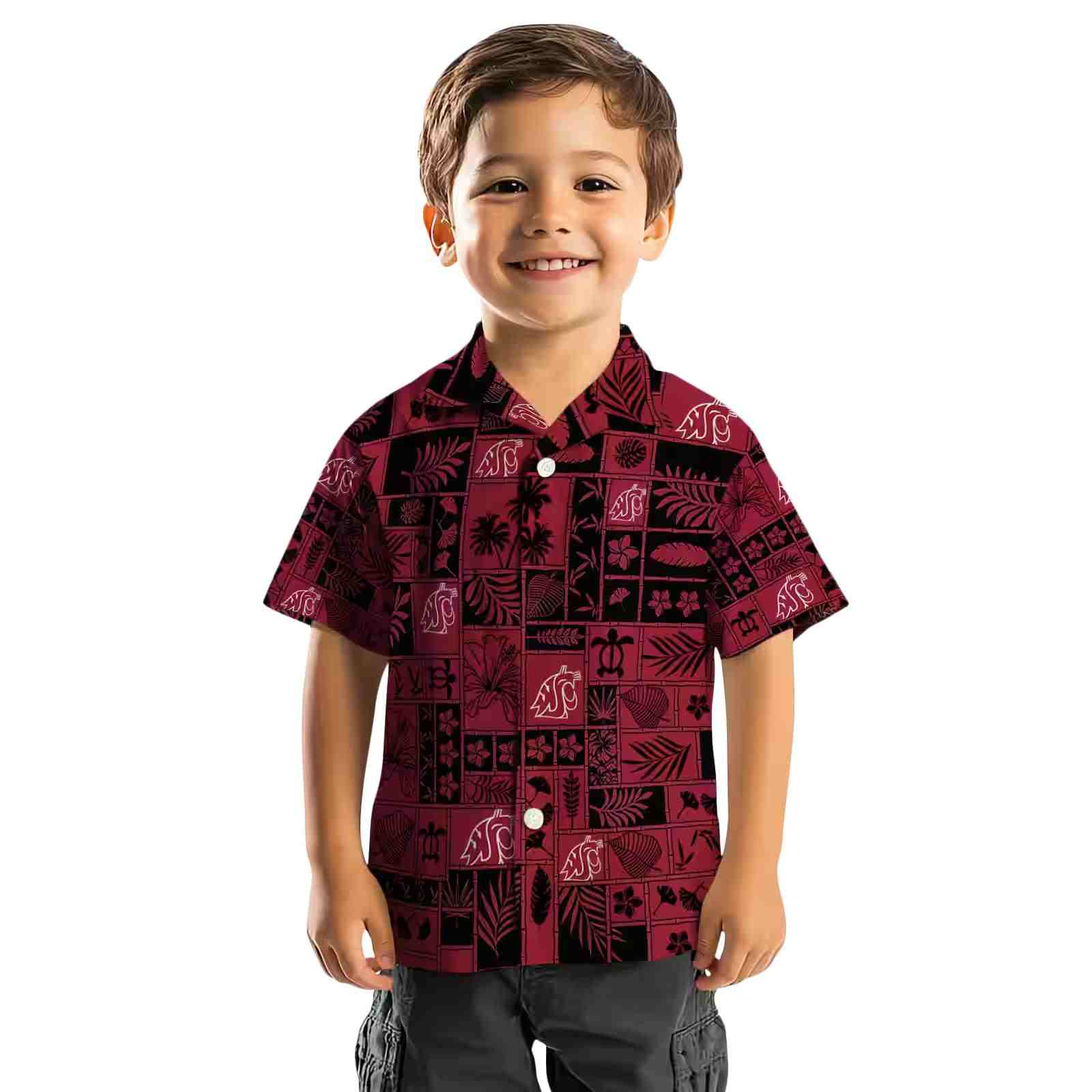 washington state cougars tropical patchwork crimson black hawaiian shirt top rated