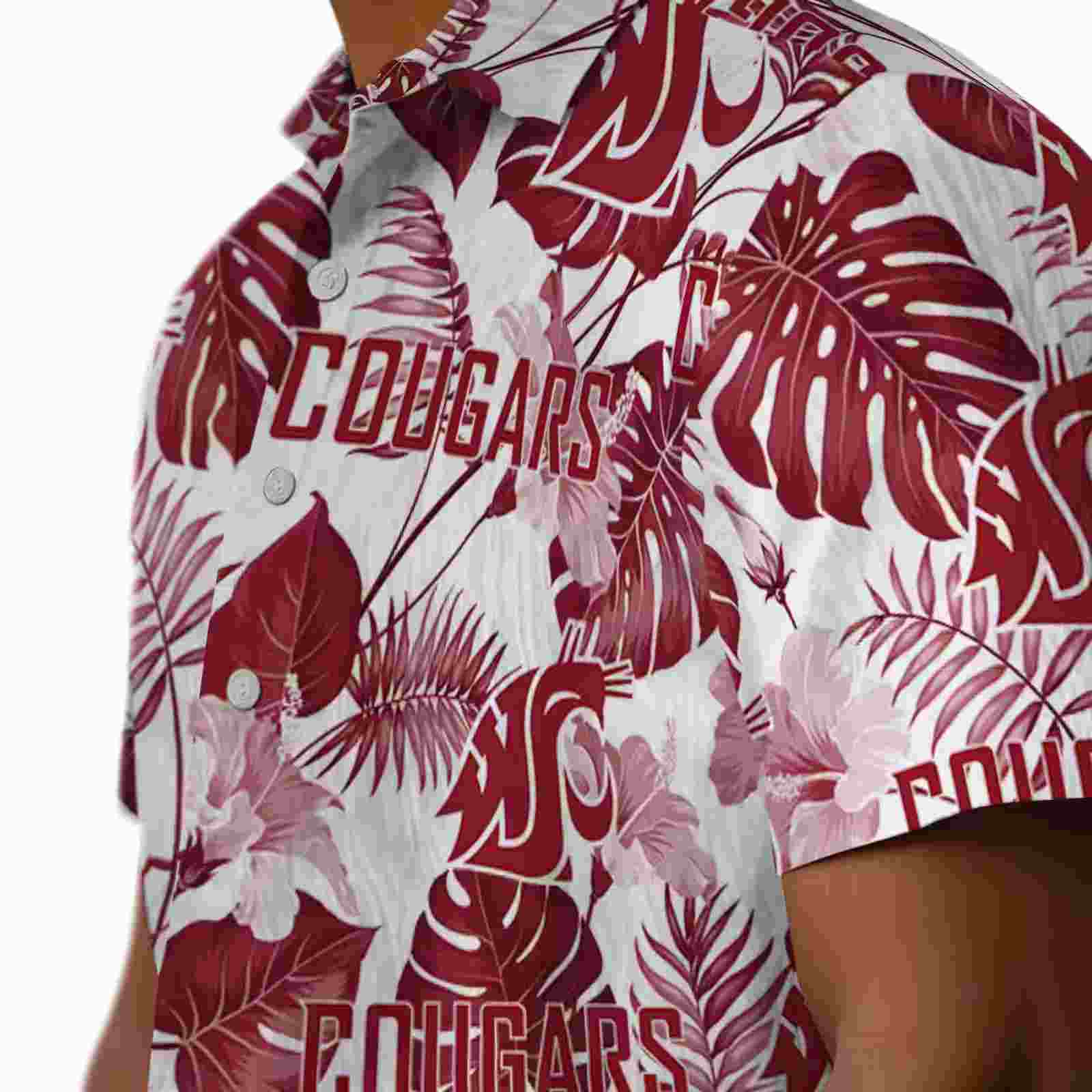 washington state cougars tropical plants crimson white hawaiian shirt trendy