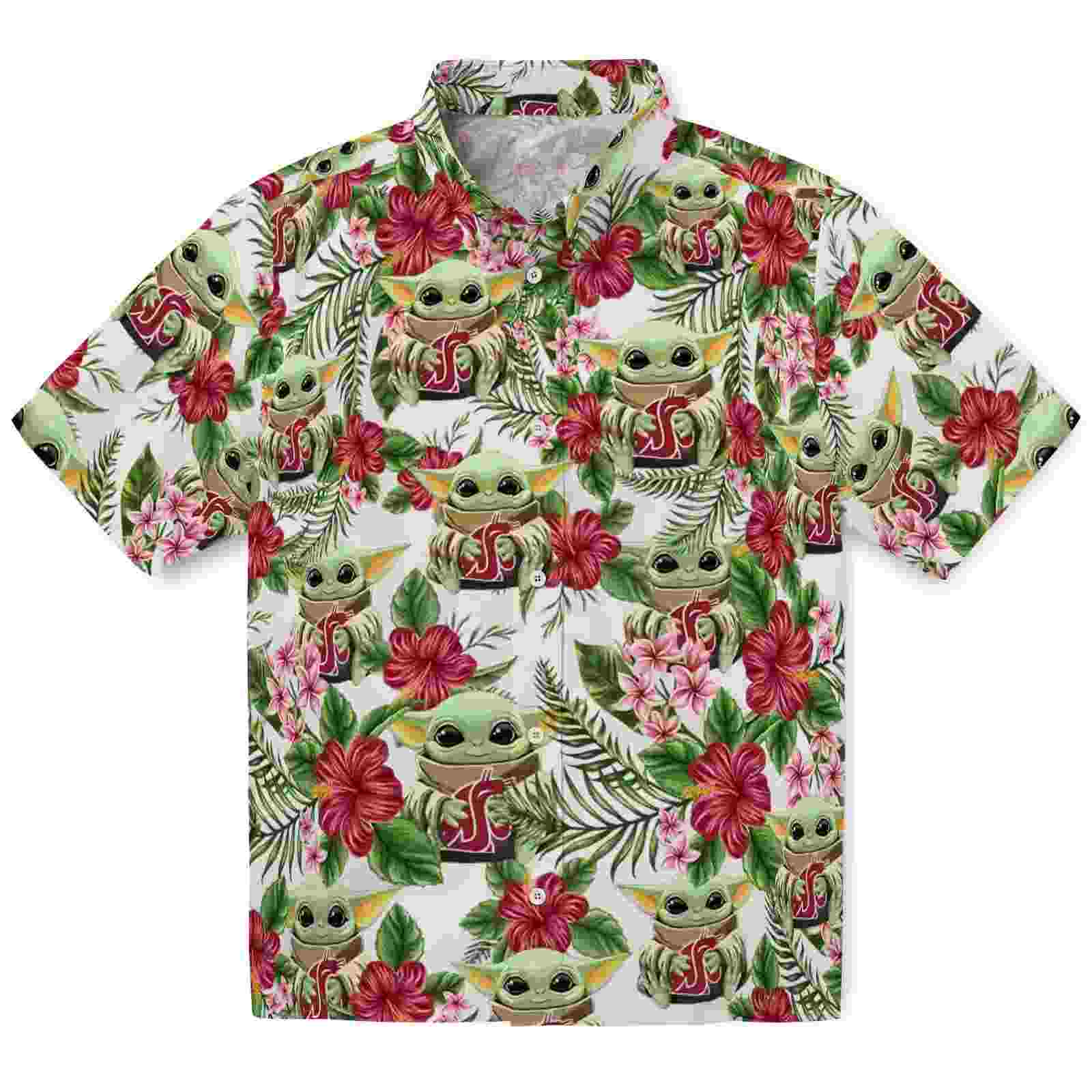 Washington State Cougars Tropical Yoda Green Hawaiian Shirt