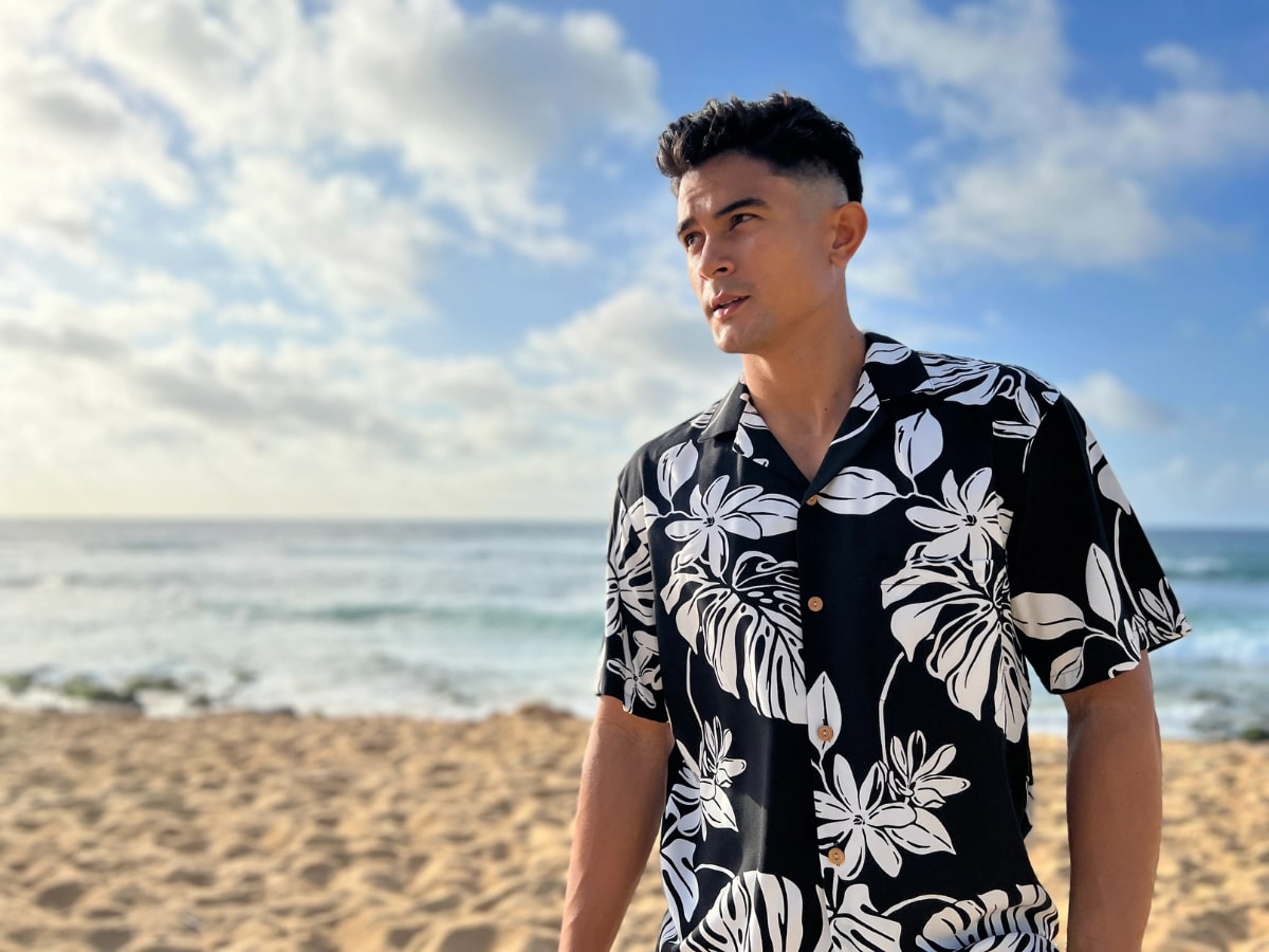 Vibrant Hawaiian shirts are made from lightweight, breathable materials. 