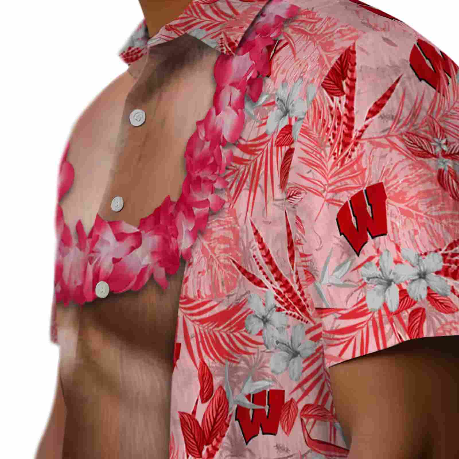 wisconsin badgers chest illusion red hawaiian shirt trendy