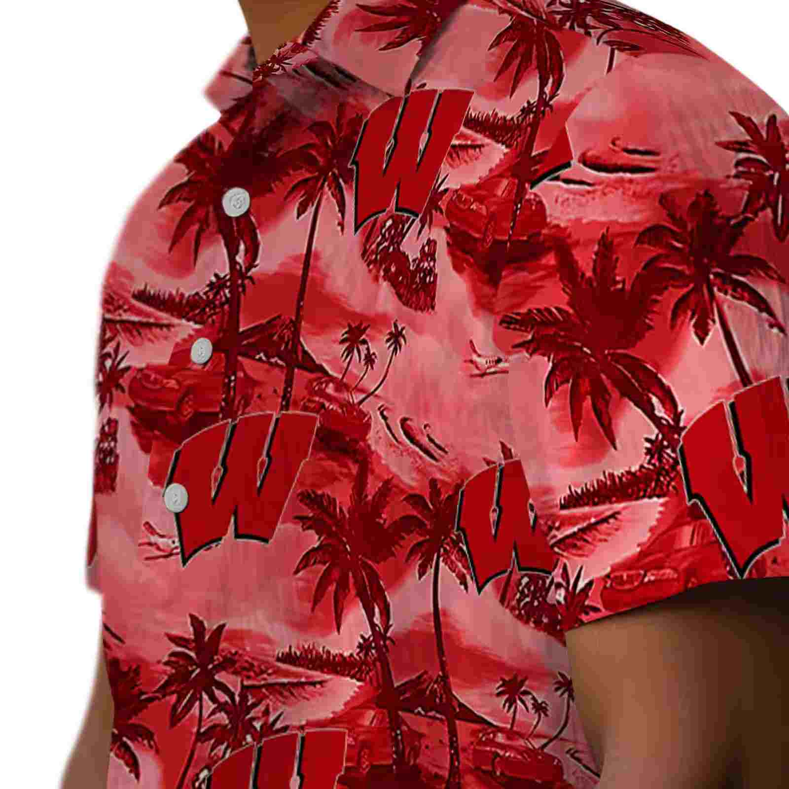 wisconsin badgers coastal palms red hawaiian shirt trendy