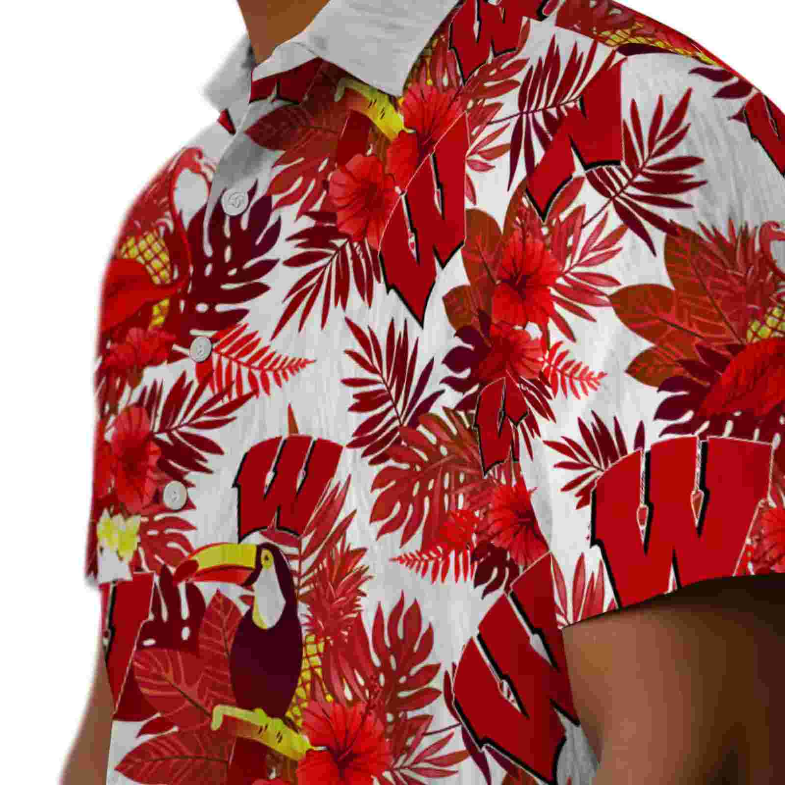 wisconsin badgers floral toucan red hawaiian shirt trendy