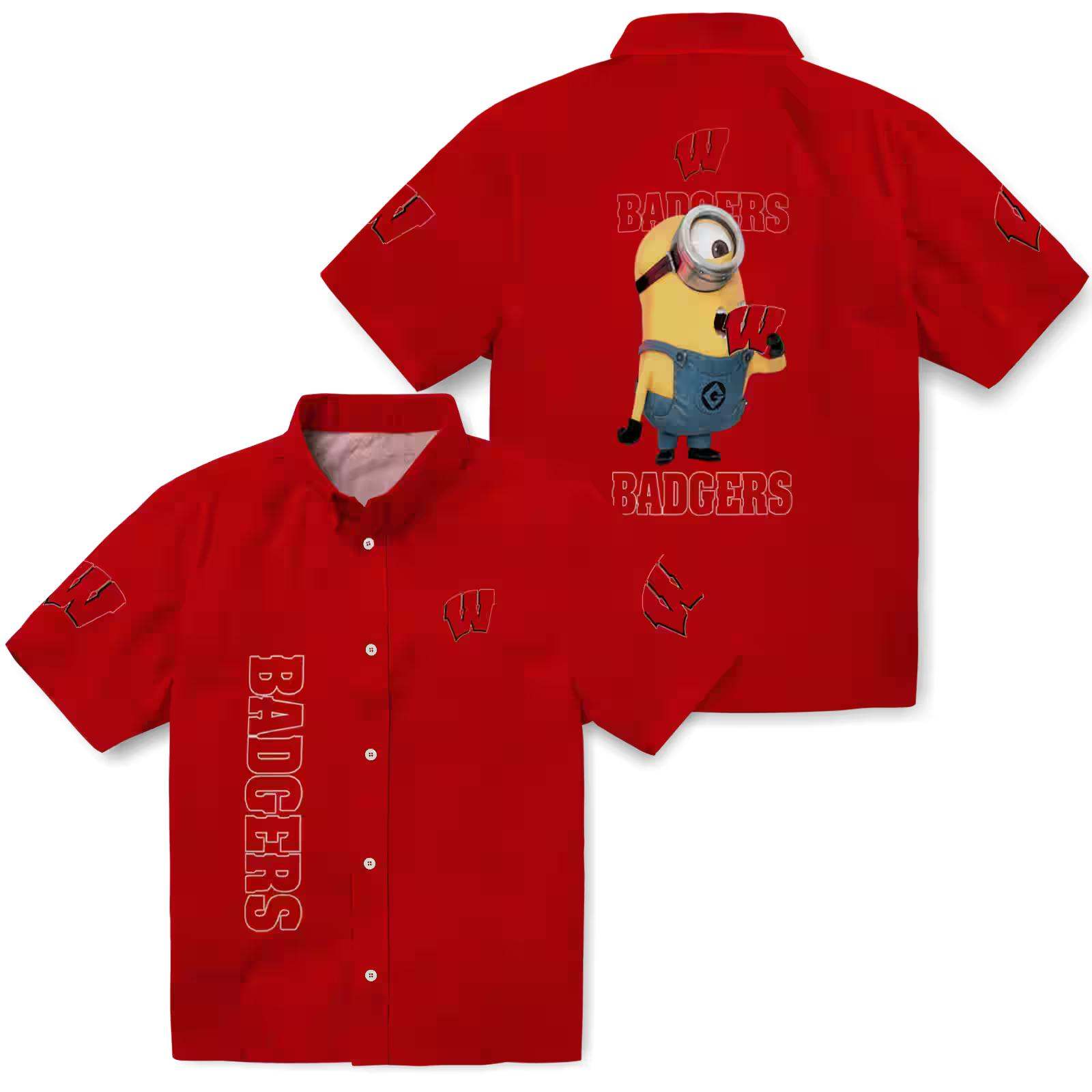 wisconsin badgers stuart minion red hawaiian shirt high quality