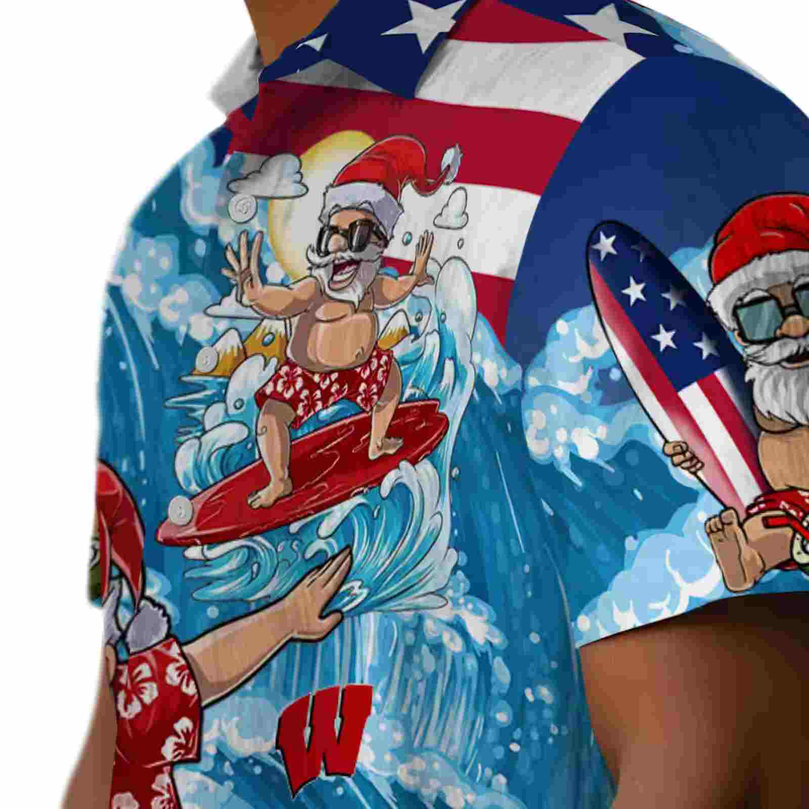wisconsin badgers surfing santa blue hawaiian shirt trendy