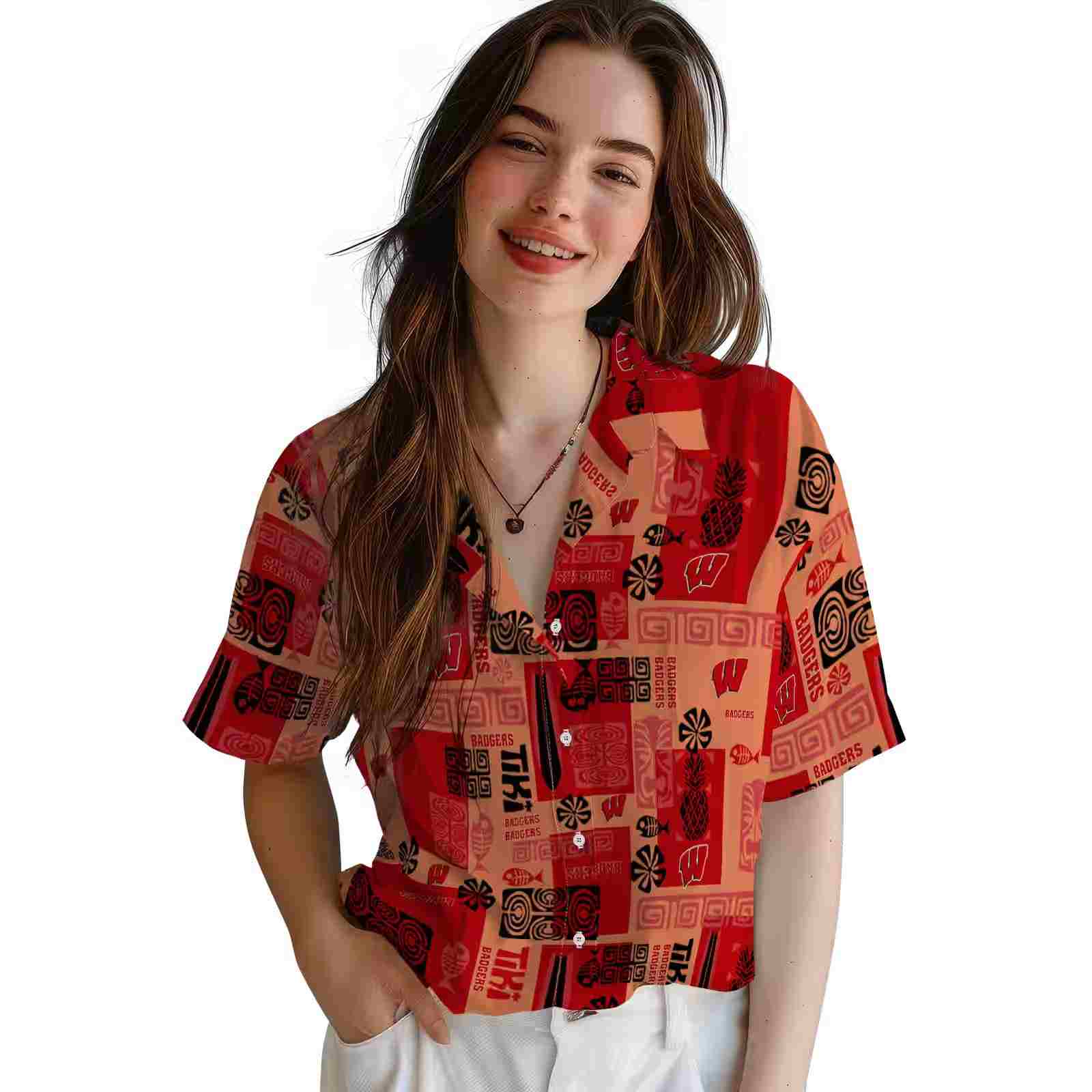 wisconsin badgers tribal symbols red hawaiian shirt latest model