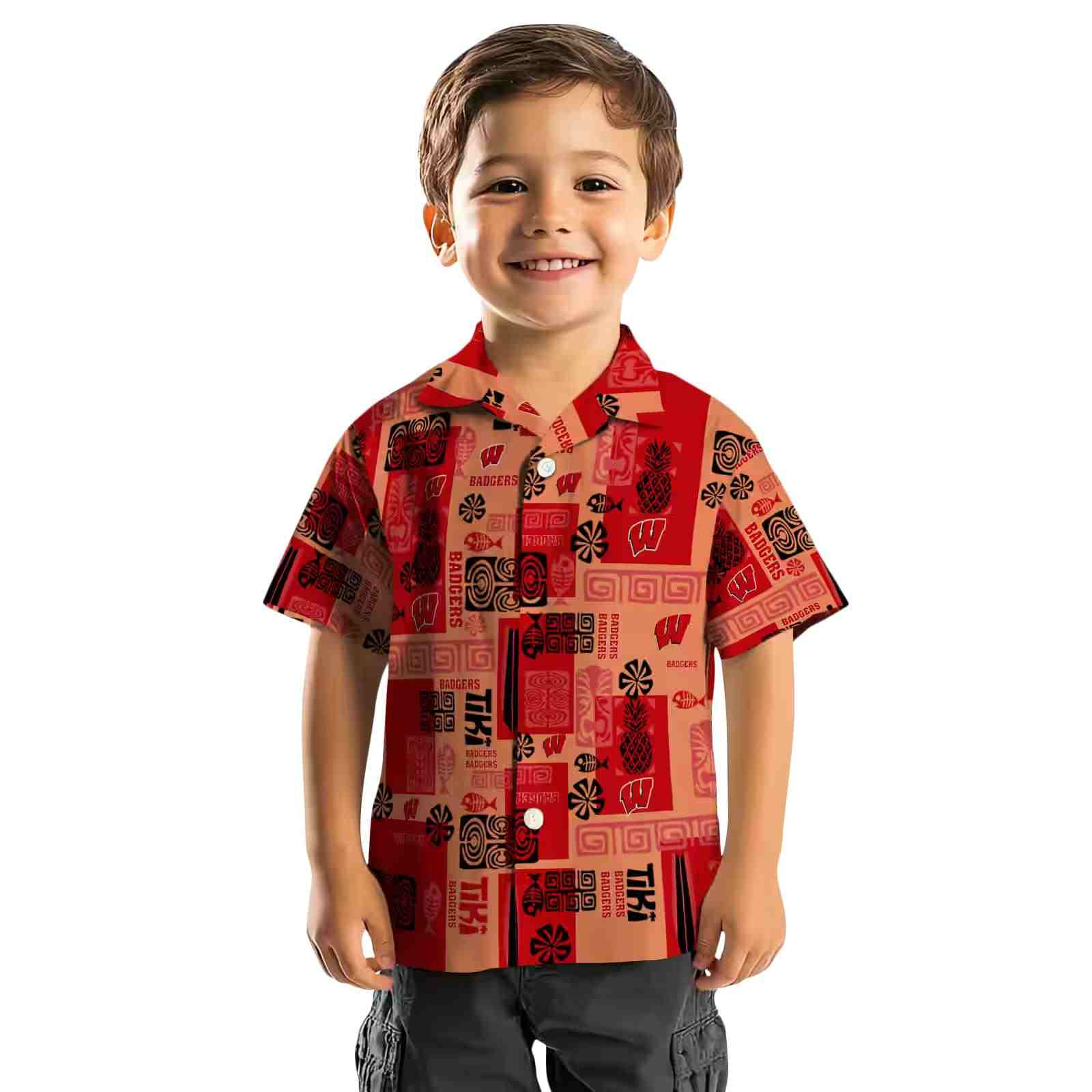 wisconsin badgers tribal symbols red hawaiian shirt top rated