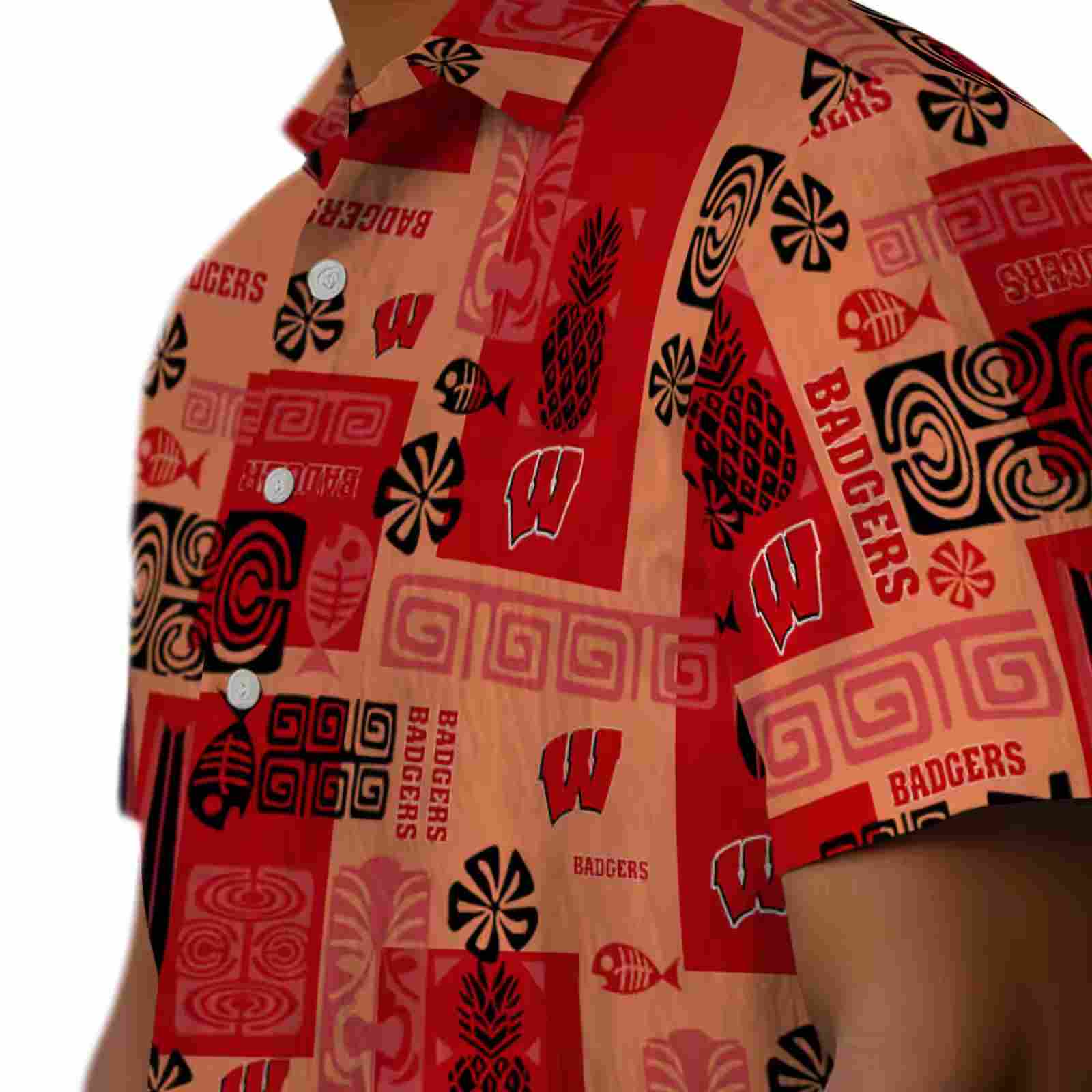 wisconsin badgers tribal symbols red hawaiian shirt trendy