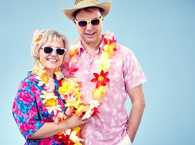 An Aloha shirt with a sweater? A perfect combo