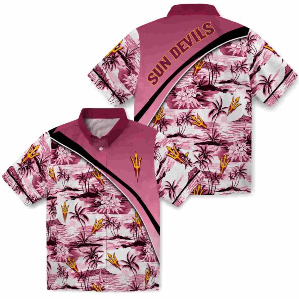 arizona state sun devils sunset palms maroon white hawaiian shirt high quality