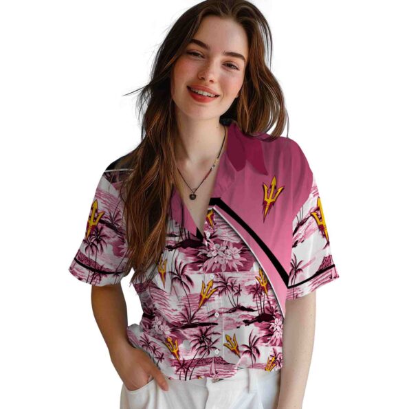 arizona state sun devils sunset palms maroon white hawaiian shirt latest model