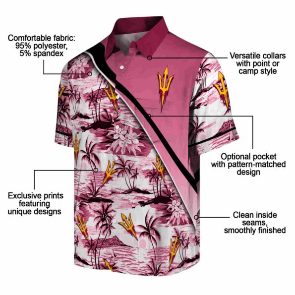 arizona state sun devils sunset palms maroon white hawaiian shirt new arrival