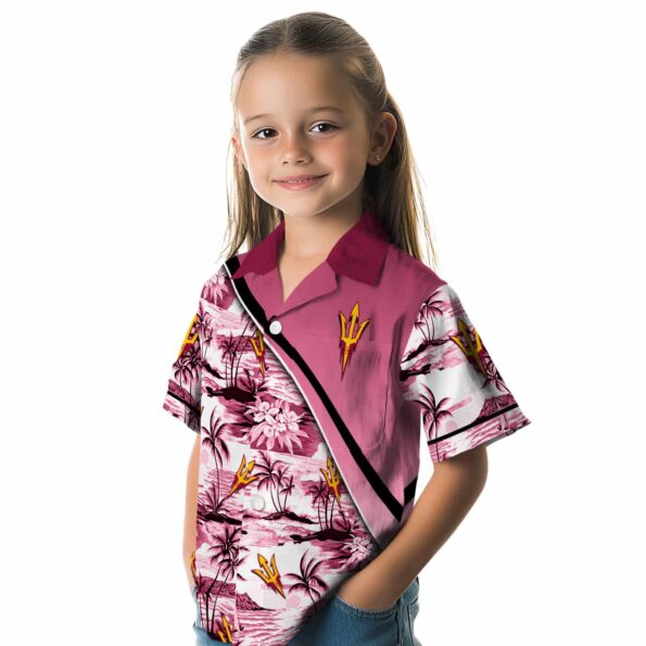arizona state sun devils sunset palms maroon white hawaiian shirt premium grade