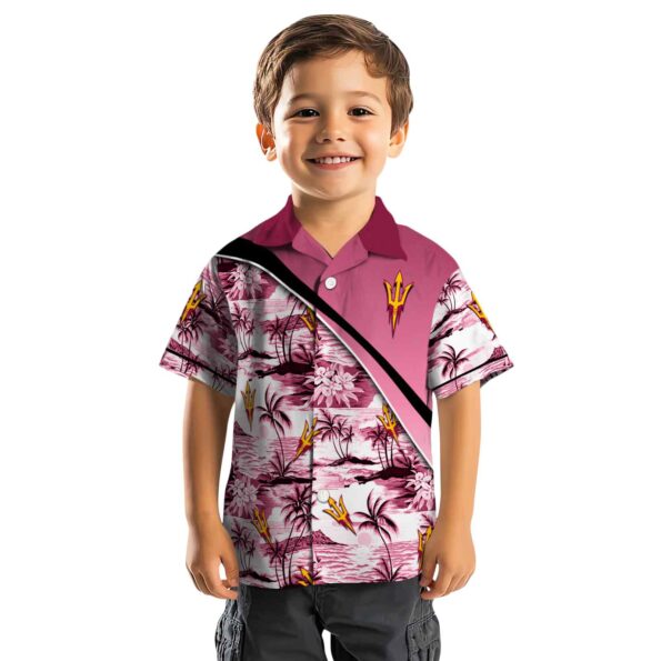 arizona state sun devils sunset palms maroon white hawaiian shirt top rated