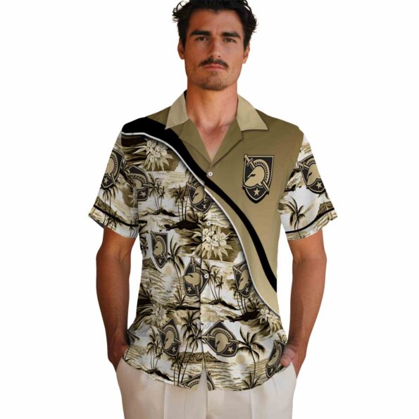 army black knights sunset palms gold white hawaiian shirt fashion forward