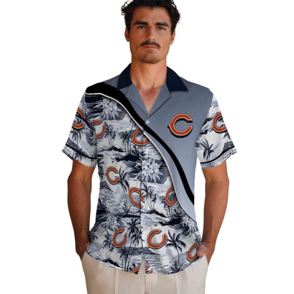 chicago bears sunset palms blue white hawaiian shirt fashion forward