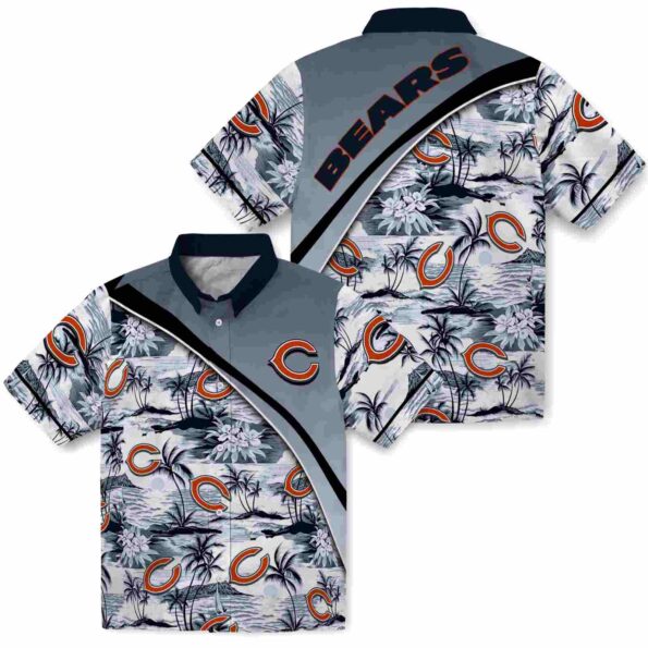 chicago bears sunset palms blue white hawaiian shirt high quality
