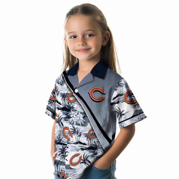 chicago bears sunset palms blue white hawaiian shirt premium grade