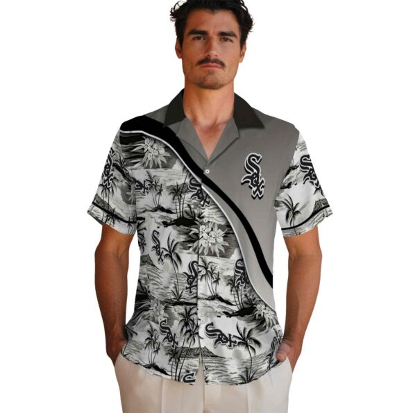 chicago-white-sox-sunset-palms-black-white-hawaiian-shirt-fashion-forward chicago white sox sunset palms black white hawaiian shirt fashion forward