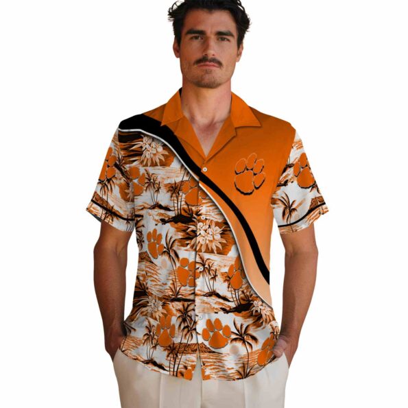 clemson-tigers-sunset-palms-orange-white-hawaiian-shirt-fashion-forward clemson tigers sunset palms orange white hawaiian shirt fashion forward