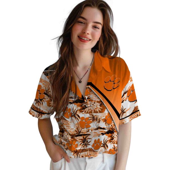 clemson-tigers-sunset-palms-orange-white-hawaiian-shirt-latest-model clemson tigers sunset palms orange white hawaiian shirt latest model