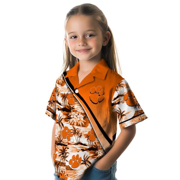 clemson-tigers-sunset-palms-orange-white-hawaiian-shirt-premium-grade clemson tigers sunset palms orange white hawaiian shirt premium grade